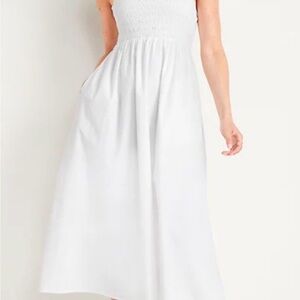 White Smocked Bodice Maxi Dress - Women